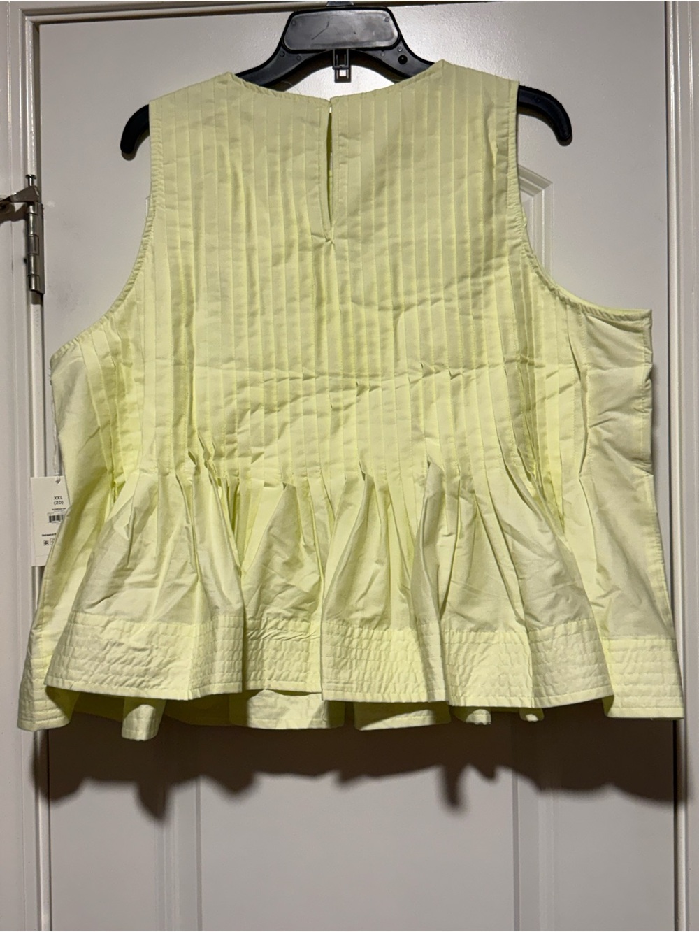 Frame Pintuck Peplum Tank Top in Pale Yellow - Picture 2 of 5